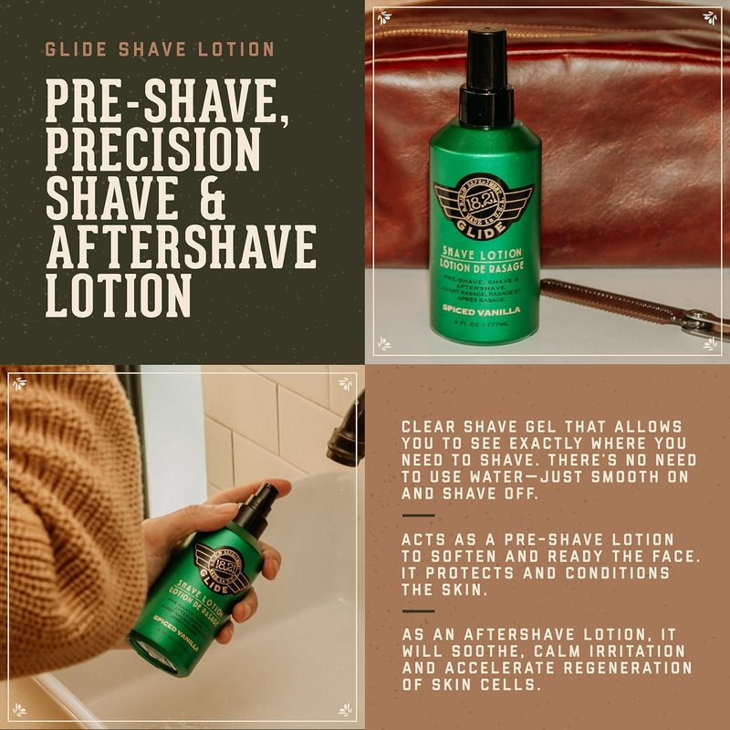 18.21 Man Made Shaving Gel Cream for Men - Spiced Vanilla, 6 Fl Oz | Non-Lathering, Moisturizing Formula for Smooth Shave