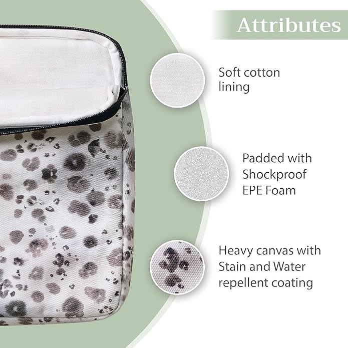 Maison d'Hermine Laptop Bag with Pocket Upto 13.5 inch Stain and Water Repellent Cotton Canvas Spring Summer (Cheeta)