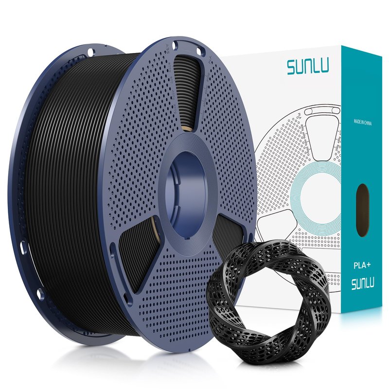 SUNLU PLA Plus Filament 1.75mm Black 1KG, Neatly Wound 3D Printer Filament 1.75mm, PLA+ 1000g, Dimensional Accuracy +/- 0.02 mm, Fit Most FDM 3D Printers, 1kg Spool (2.2lbs), Black