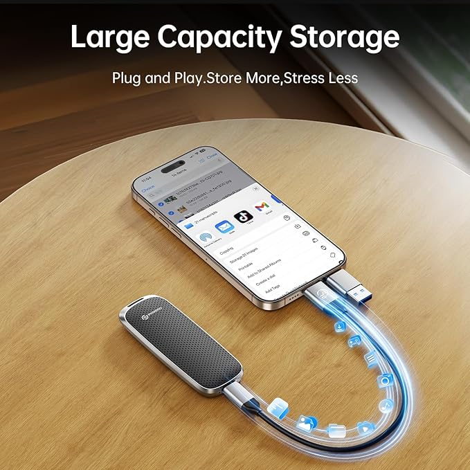 PHIXERO P10PRO External NVMe SSD 2TB, Up to 1050MB/s, USB 3.2 Gen2, Includes 2-in-1 USB C Cable, Portable Hard Drive for iPhone 15/16 PRO/Android/Mac, Black