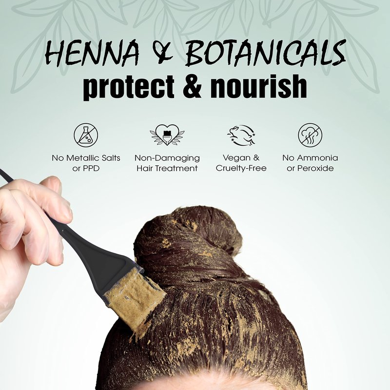 Light Mountain Henna Hair Color & Conditioner - Dark Chocolate Hair Dye for Men/Women, Organic Henna Leaf Powder and Botanicals, Chemical-Free, Semi-Permanent Hair Color, 16 Oz