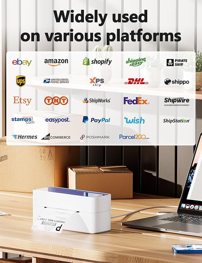 Phomemo Thermal Label Printer, 4X6 Shipping Labels Printer for Small Business, Wireless Label Printers for Package for Phone & Pad & PC, Used for UPS, Shopify, TikTok, USPS, FedEx, DHL, Temu