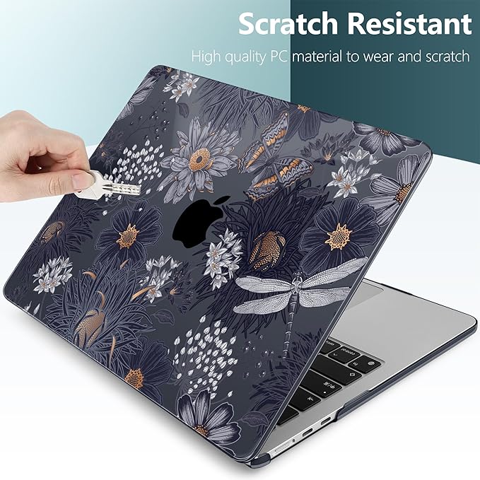 TWOLSKOO for MacBook Air 15 inch Case 2025 2024 2023 Release M4 A3241 M3 A3114 M2 A2941, Plastic Hard Shell & Screen Protector & Keyboard Cover & Trackpad Film, Wild Flower