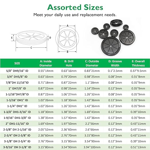 EASYEAH 1 Inch Rubber Grommets for Wiring, 1 Inch Drill Hole 7/8 Inch ID, Firewall Grommets Automotive Cable Cords Hoses Protection, Double-Sided Rubber Plugs for Round Holes, 18 Pcs, 22x25 mm