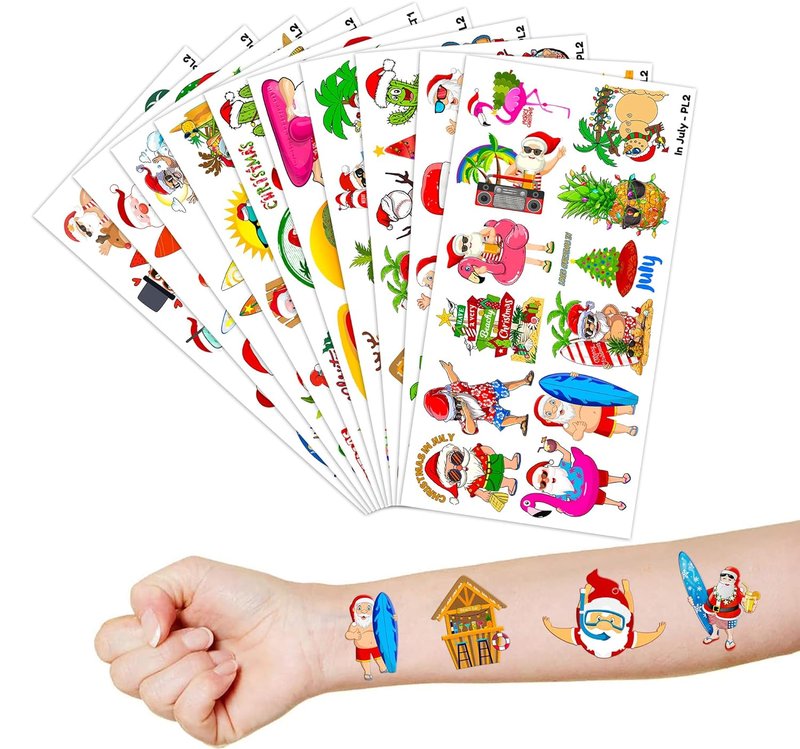 Christmas Santa Temporary Tattoos - 103 PCS Hawaiian Beach Party Supplies | Fun Gifts for Kids
