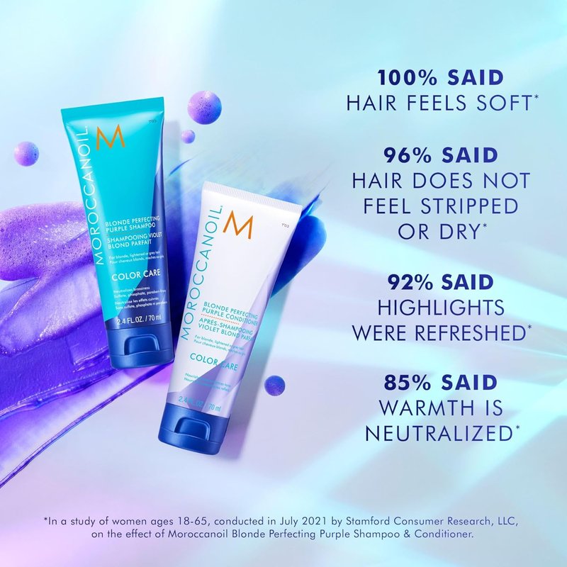 Moroccanoil Blonde Perfecting Purple Shampoo - Tone & Brighten Blonde Hair | 8.5 Fl Oz
