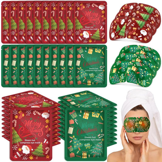 Bonuci 60 Pcs Christmas Eye Masks - Disposable Heating Eye Masks for Dry Eyes, Stress Relief & Puffiness | Perfect Spa Gift