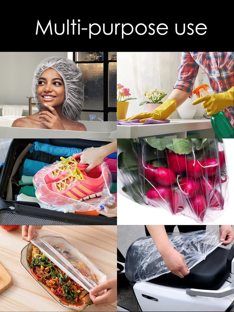 100Pcs XXL Oversized Disposable Plastic Shower Cap for Long Braids, Dreadlocks & Locs - Big Plastic Shower Cap for Black Women's Hair Treatment