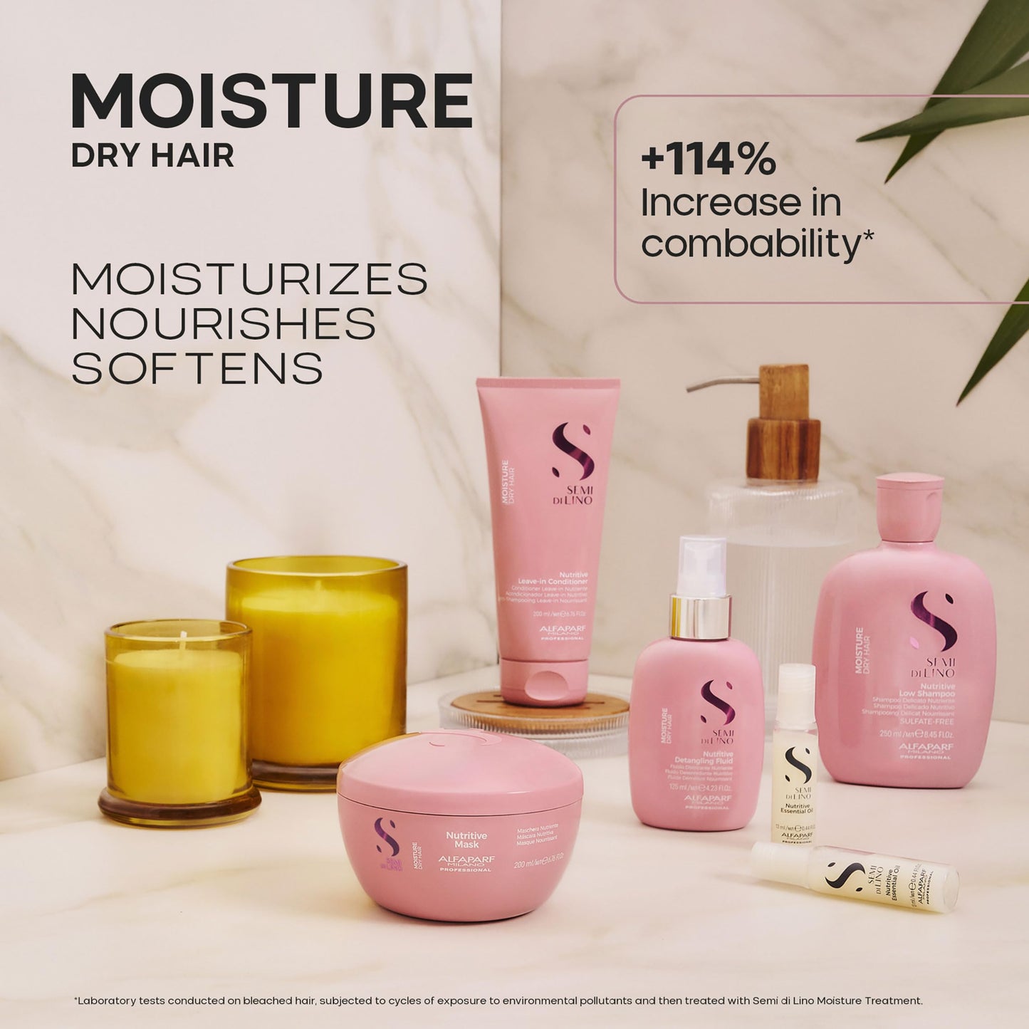 Alfaparf Milano Semi Di Lino Moisture Nutritive Essential Hair Oil for Dry Hair - Nourishes, Softens and Hydrates - Includes 6 Vials - Color Safe - Professional Salon Quality - 2.64 fl. oz.
