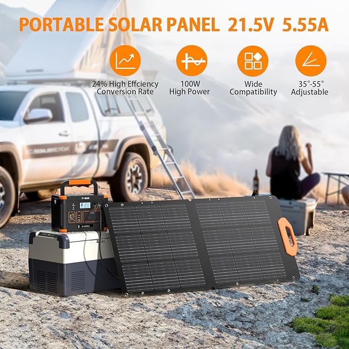 500W Portable Power Station 519.48Wh, Solar Generator with 60W USB-C PD Output, Built-in BMS 120V Pure Sine Wave AC Outlet Backup Lithium Battery for Outdoors Camping Travel Emergency (Peak 1000W)