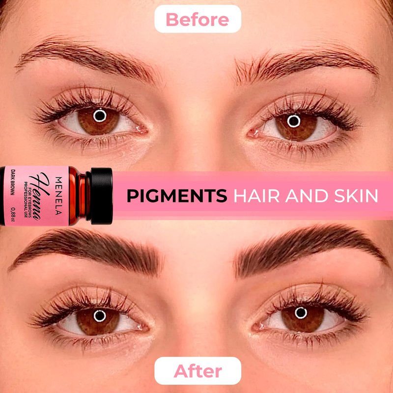 MENELA Eyebrow Henna Tint Kit – Dark Brown – Up to 60 Applications, DIY & For Professional Use, 2.5g Henna + 15ml Fixer, Bamboo Extract, Easy At-Home Brows, Ammonia-Free, Vegan