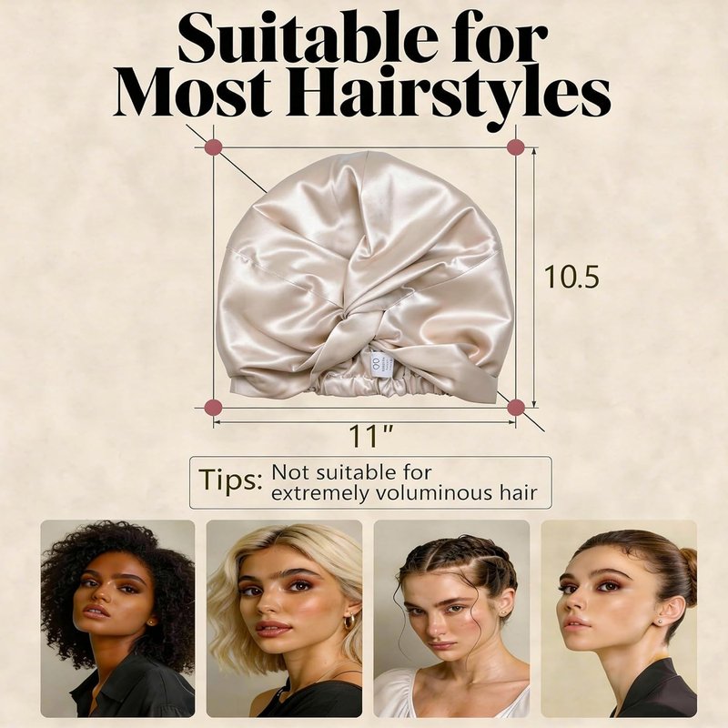 MATASSE 22 Momme Mulberry Silk Hair Bonnet - Grade 6A, Premium Elastic for Comfortable Sleep