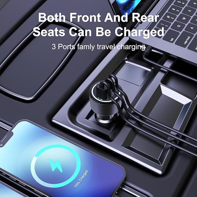 Ubigbuy 205W USB C Car Charger - 3-Ports, PD3.1 140W