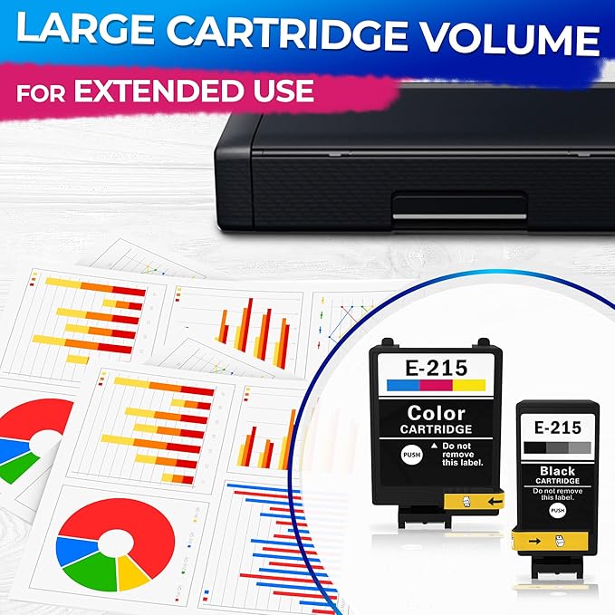 5-Pack Printer Ink Cartridges – 215 Ink Cartridges 3 Black and 2 Tri-Color | Easy-to-Install Inkjet Printer Cartridge Replacements | Sharp Text & Vivid Colors, Combo Pack for Home & Office Printing