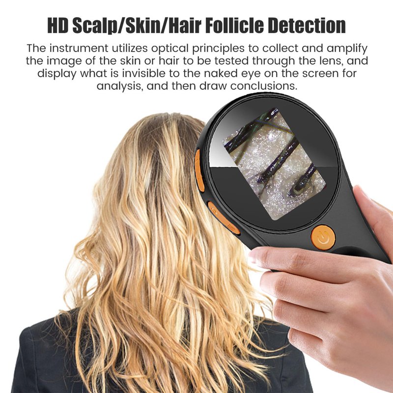 JBMBHC Handheld Dermatoscope Skin Analyzer Machine, Wireless Portable Digital Microscope with 1080P IPS Screen 8 LEDs, 500X Magnifier, for Scalp/Hair Trichomes Facial Skin Dermatoscope