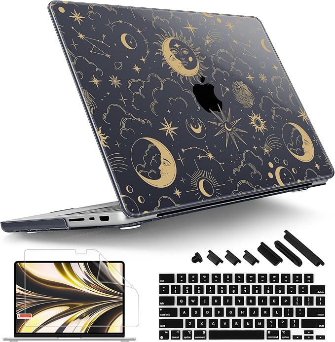 Tuiklol for MacBook Pro 14 Inch Case 2026 2025 2024 2023 2022 2021 Release M5/M4/M3/M2/M1 A2442 Pro/Max,Hard Shell Case with Screen Protector for Touch ID, Moons and Stars