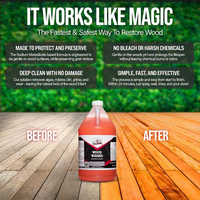 Wood Wizard RevivePro Cleaner: Elevate Your Deck and Fence Wood's Natural Charm with SESW's Premium Care Solution (5)
