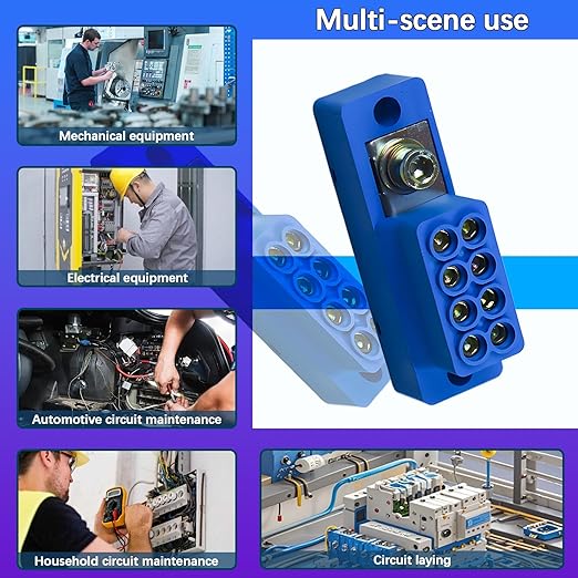 CNSQ Busbar Terminal Block 1-in-4-Out | 12V-690V 60A High Current Power Distribution | Flame Retardant PC | with Thickened Copper Busbars for Industrial/EV Systems one Piece