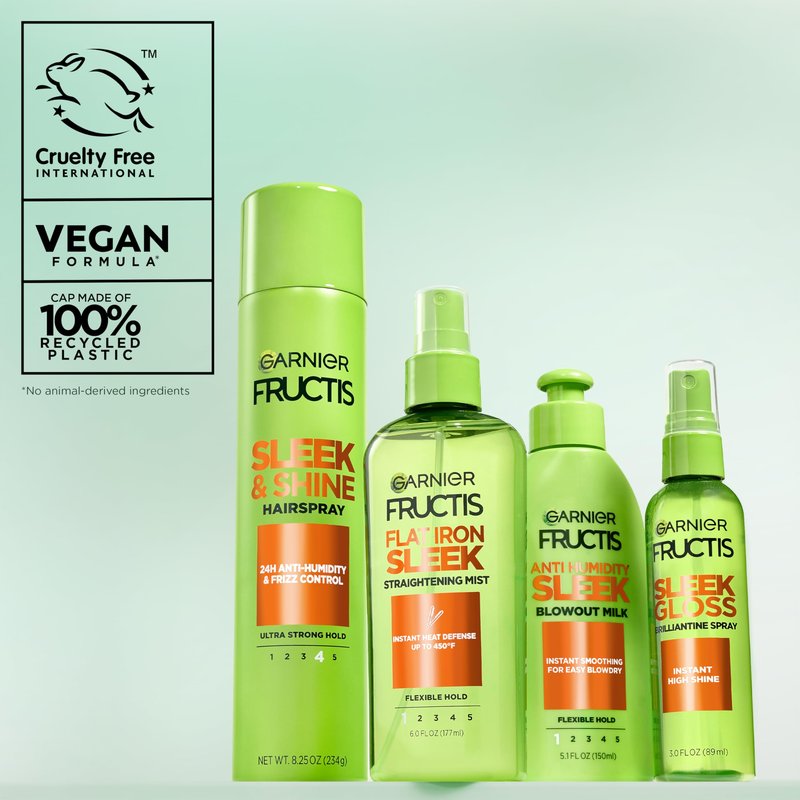 Garnier Fructis Style Sleek and Shine Anti-Humidity Hairspray, Ultra Strong Hold, Frizz Protection 8.25 Oz, 3 Count (Packaging May Vary)
