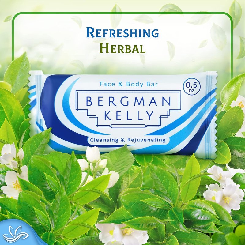 Bergman Kelly Hotel Soap Bars - White Tea Luxury Mini Soap | 0.5 oz, 200 Pack for Travel & Guest Bath