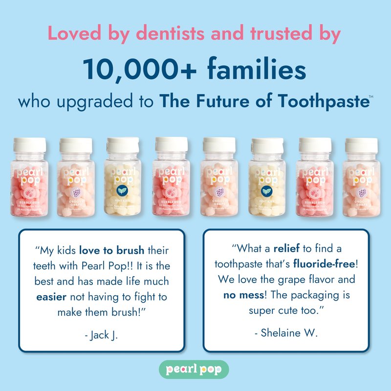 Pearl Pop Gummy Toothpaste Pearls for Kids & Adults – Fluoride Free, Soft & Chewy Tooth Paste, Mess-Free Travel Alternative with Nano-Hydroxyapatite (nHAP) & Xylitol, Groovy Grape, 65 Count