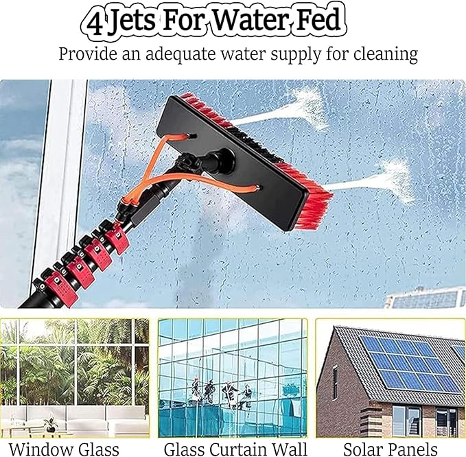 Roof Cleaning Tools,Window Cleaner Kit, Solar Panel Cleaning Brush, with Water/Hose Fed Pole, Photovoltaic Panel Cleaning,Conservatory Roof Cleaner 35cm-3.6m/12FT
