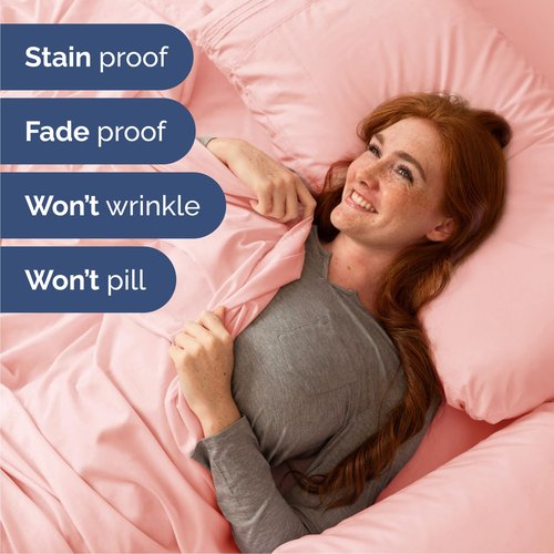 Cal King Size 4 Piece Sheet Set - Comfy Breathable & Cooling Bed Sheets Set - Hotel Luxury Bedding for Women, Men, Kids, Teens, Boys & Girls - Deep Pockets, Soft, Wrinkle Free - Oeko-Tex - Baby Pink