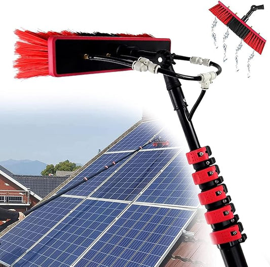 Telescopic Cleaning Brush, Multi-Purpose Water Spray Brush, Solar Panel Cleaning Equipment, Telescopic Hydrocleaner, 3.6m-10.8m, Roof Cleaning Tools Window Cleaner Kit,36ft/10.8m-55cmBrushhead