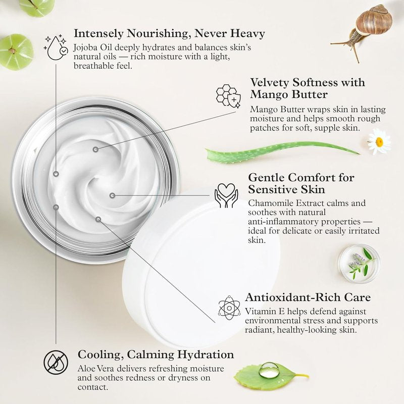 99% Snail Mucin Body Butter - Deep Moisturizing Cream for Blemish Reduction | 8oz | Radiant Skin Repair
