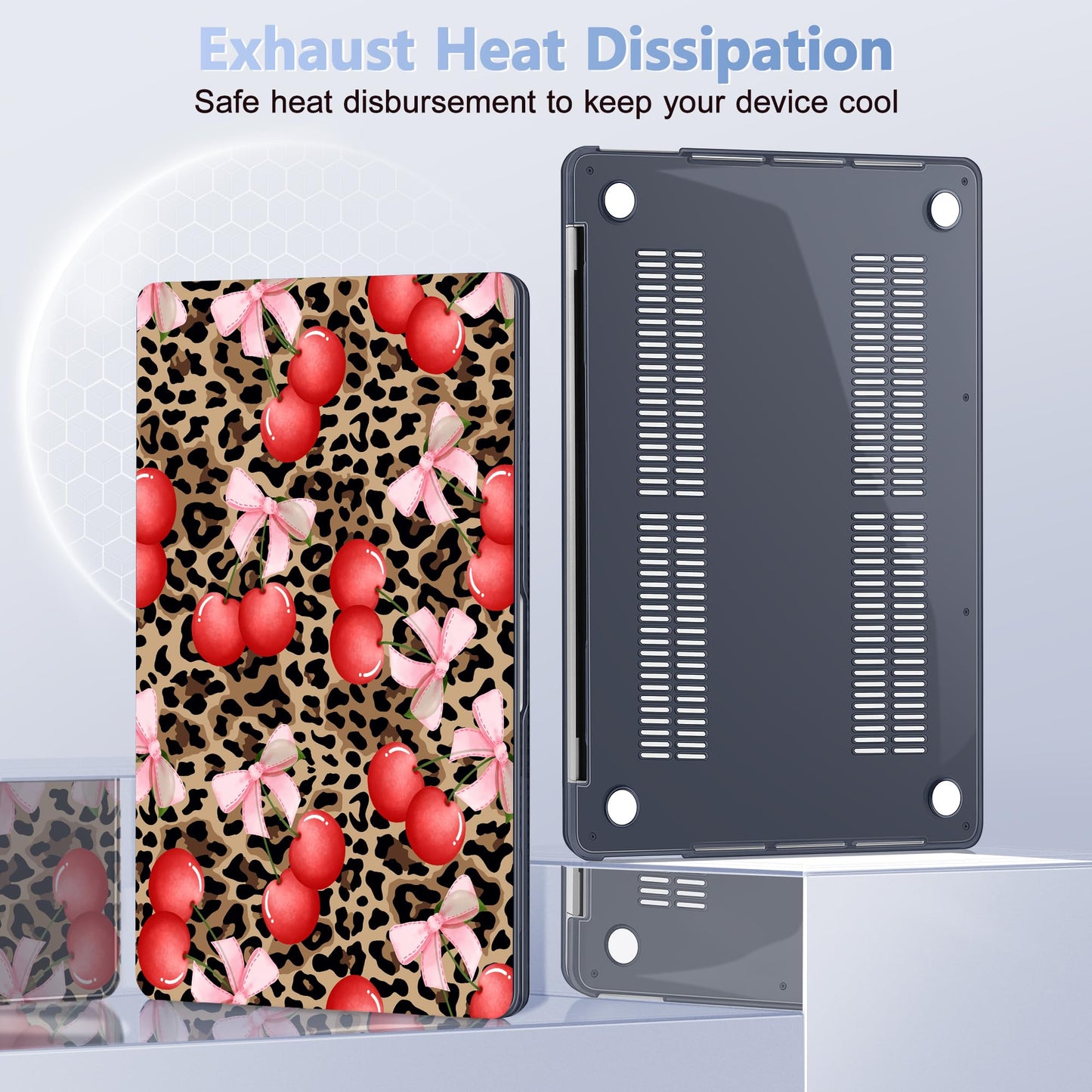 Lepeoac Case for MacBook Pro 13 inch Case M2 2022-2016 A2338 M1 A2251 A2289 A2159 A1989 A1708 A1706, Plastic Hard Shell + Keyboard Cover + Dust Plug, Leopard Cherry