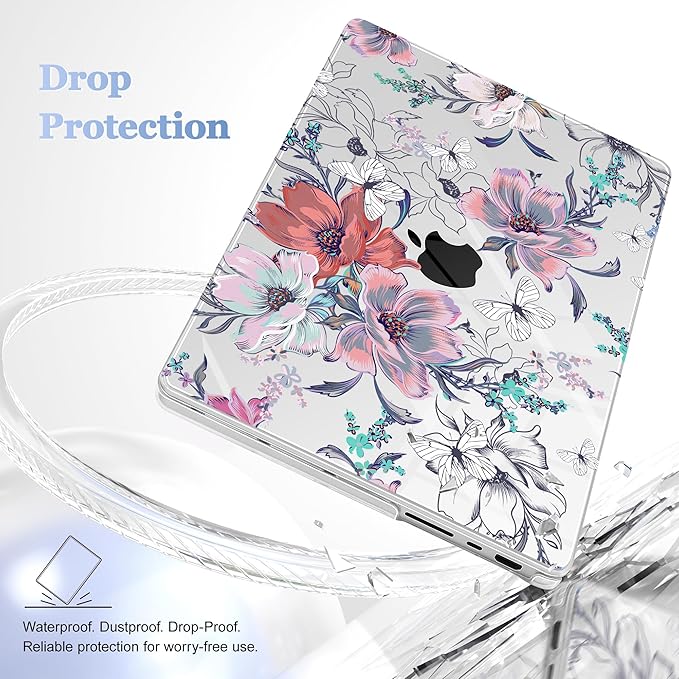 Lepeoac for MacBook Pro 16 inch Case M1 M2 M3 M4 M5 Pro/Max with Liquid Retina XDR, Release 2021-2025 2026 A3429 A3428, Hard Shell Case with Screen Protector & Keyboard Cover, Floral C319