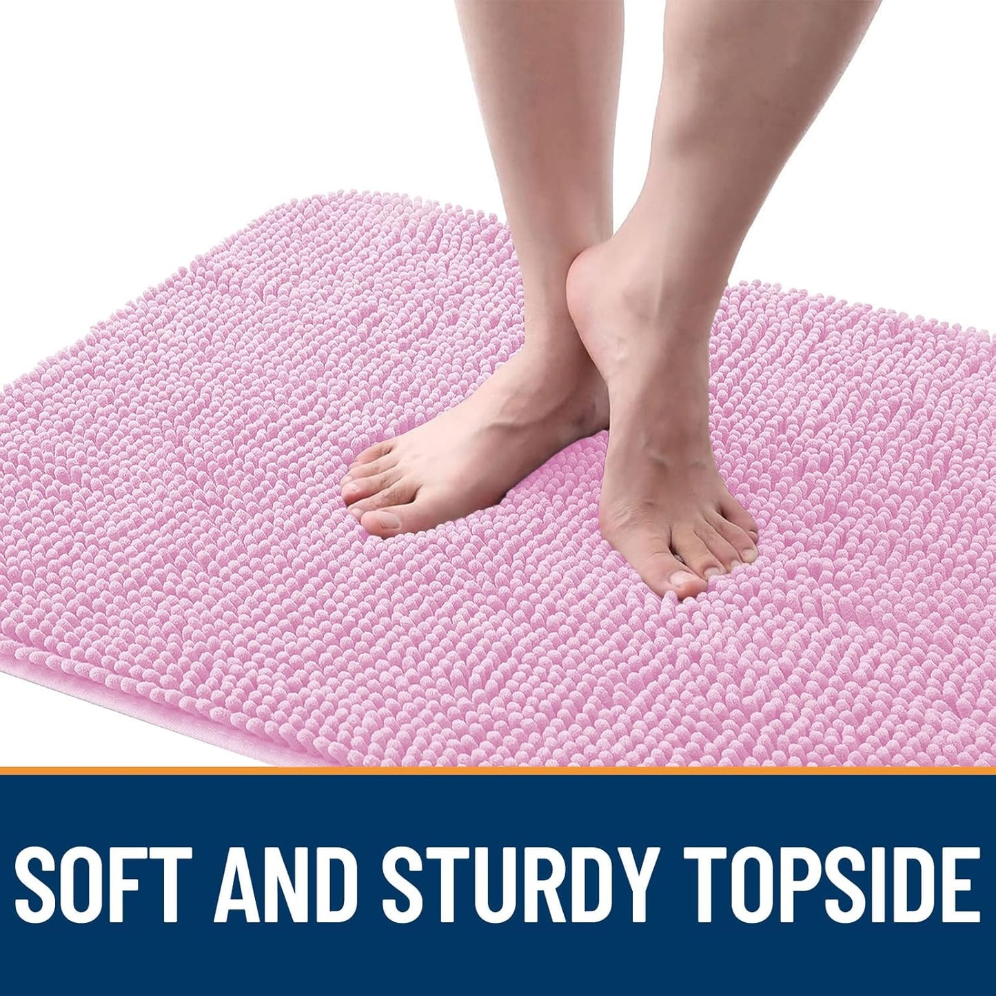 OLANLY Dog Door Mat - Absorbent Non-Slip Mud Mat for Dogs | Quick Dry Chenille, 70x24, Pink