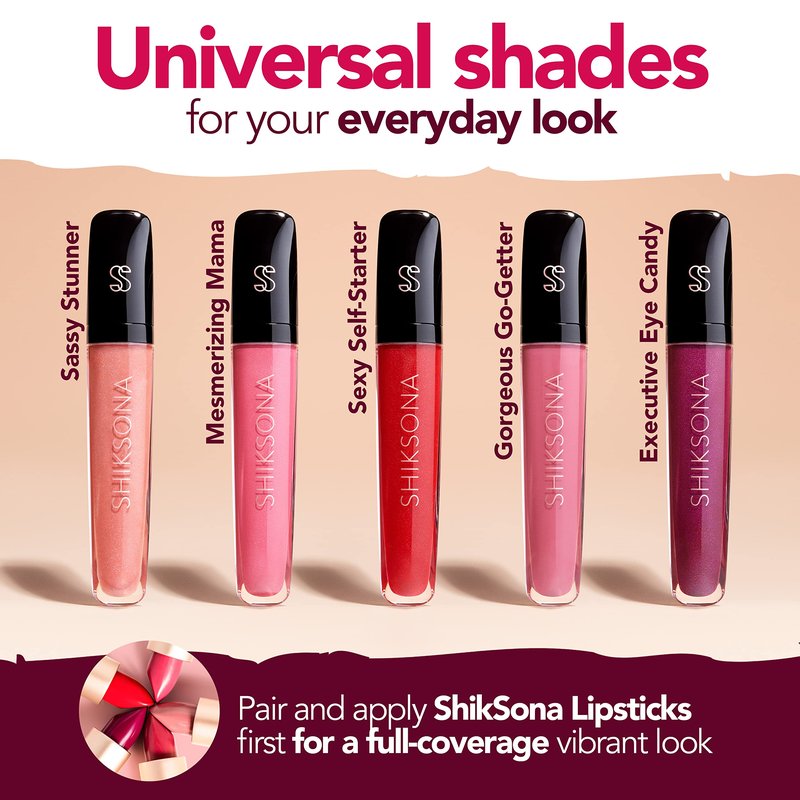 ShikSona High Shine Lip Gloss | Hydrating, Vegan, Non-Sticky Lipgloss in a Timeless, Universal Color | Sassy Stunner (Sheer Peach with Pink Shimmer)