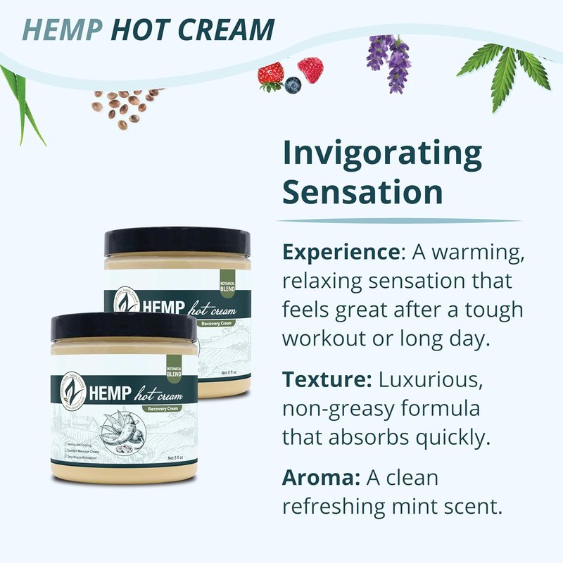 Hemp Hot Cream with Essential Oil Blend - Aloe & Hemp Infused | 8oz 2-Pack