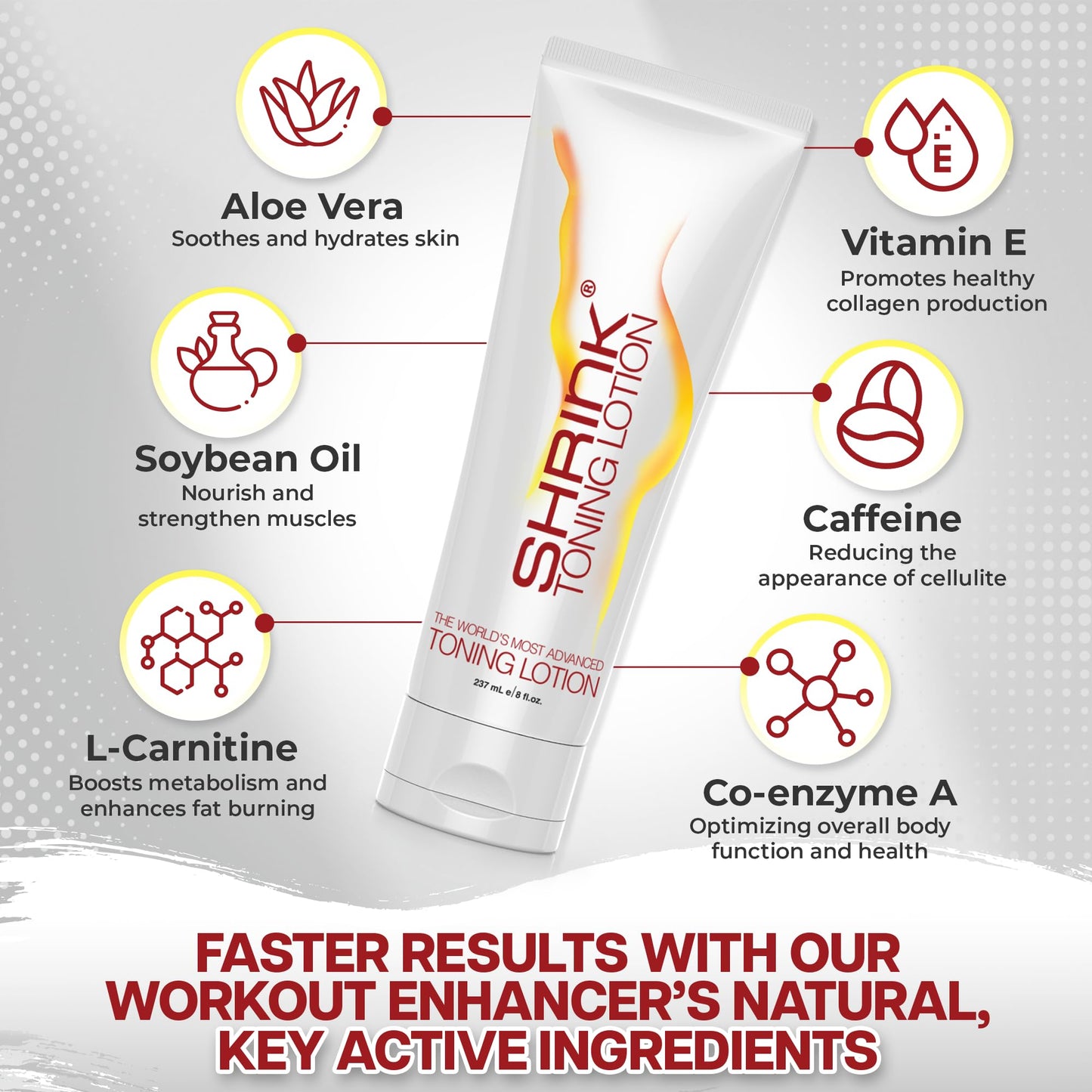 Shrink Toning Lotion - Heat Activated Cellulite Cream and Firming Body Lotion for Women and Men - Body Cream for Stomach, Tummy, and Body - with Caffeine, Vitamin E, Skin Tightening Body Cream (8oz)