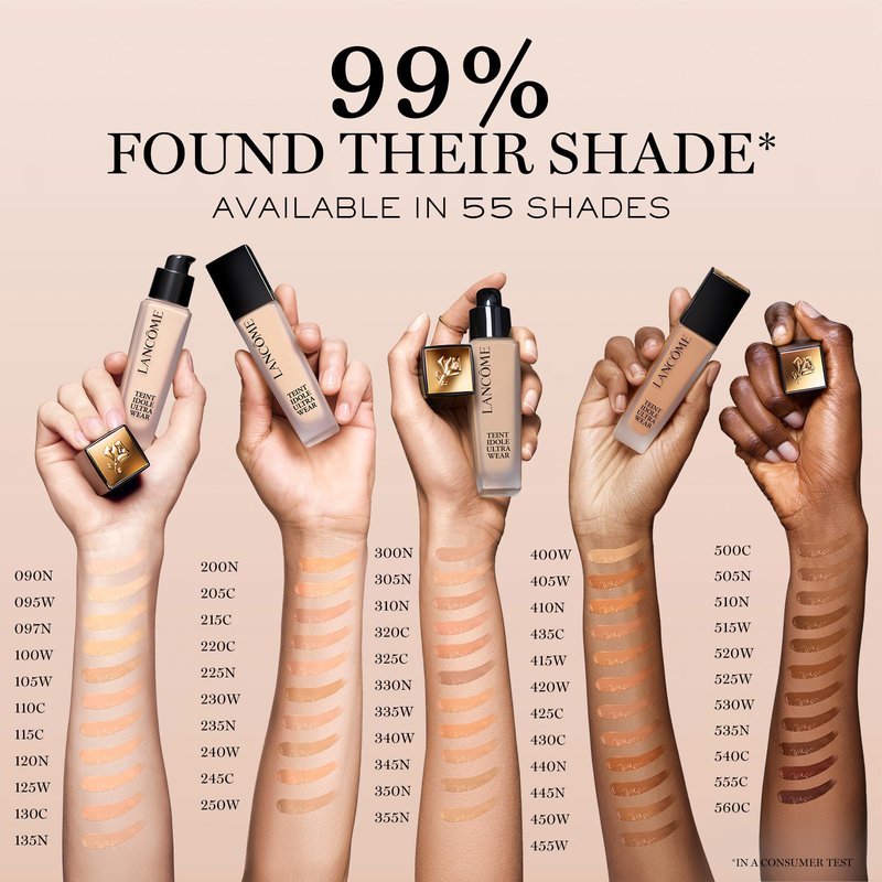 Lancôme Teint Idole Ultra Wear Natural Matte Foundation- Longwear, Medium-Full Coverage, Natural Finish, Waterproof & Hydrating - 505N (Deep Skin with Neutral/Deep Peachy Undertones), 1 Fl Oz