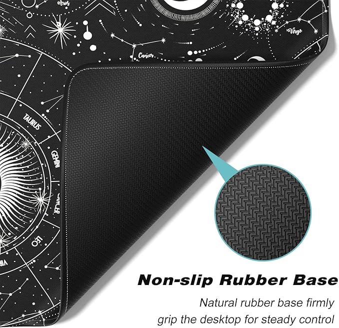 Atufsuat Extended Gaming Mouse Pad, XXL Large Desk Pad 30 x 14 Inch, Big Computer Keyboard Mousepad, Waterproof Mouse Mat with Stitched Edges and Non-Slip Base for Women Office Gaming, Sun Moon