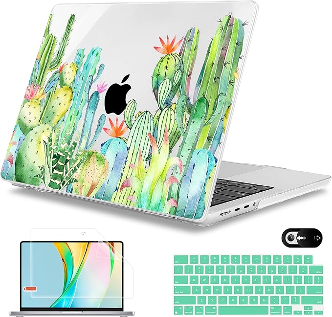Mektron Case for 2026 M5 MacBook Pro 16 inch A3429 A3428 M4 A3403 A3186 M3 A2991 M2 A2780 M1 A2485 (2021-2025) Pro/Max with Liquid Retina XDR, Hard Shell Plastic Laptop Cover, Watercolor Cactus
