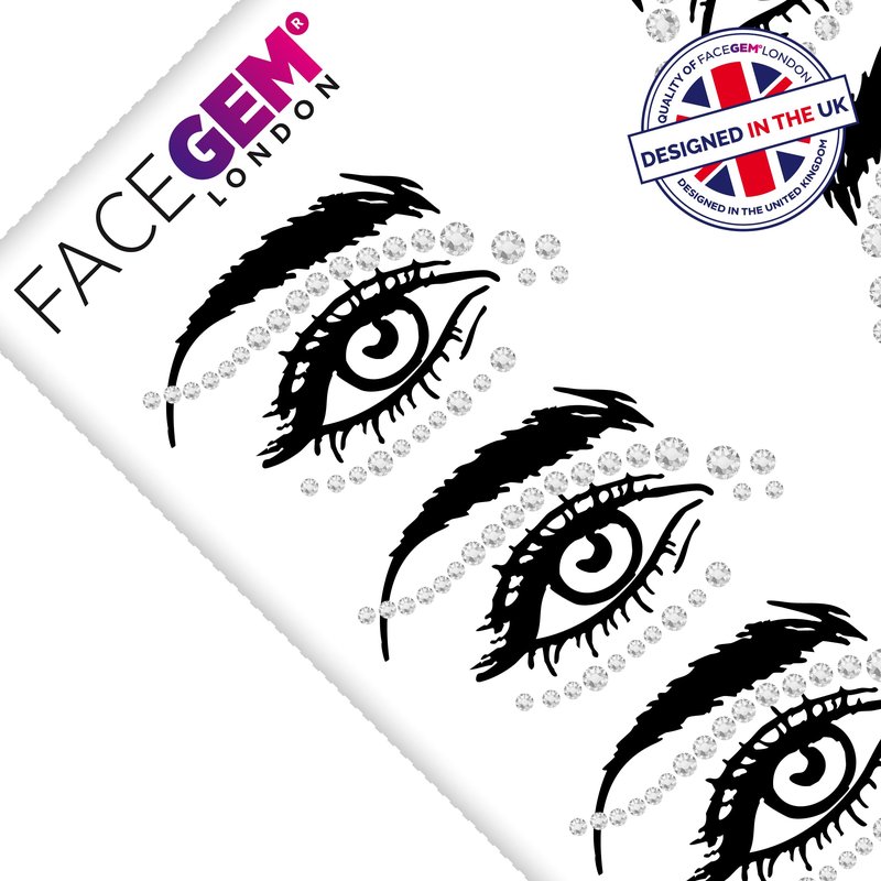 Face Gems – Face Jewels - Self-Adhesive Rhinestone Face Jewels for Makeup, Party & Rave Looks - Eye Gems, Face Glitter, Festival Face Gems, Glitter Tattoo, Self- Adhesive Festival Gems (Clear)