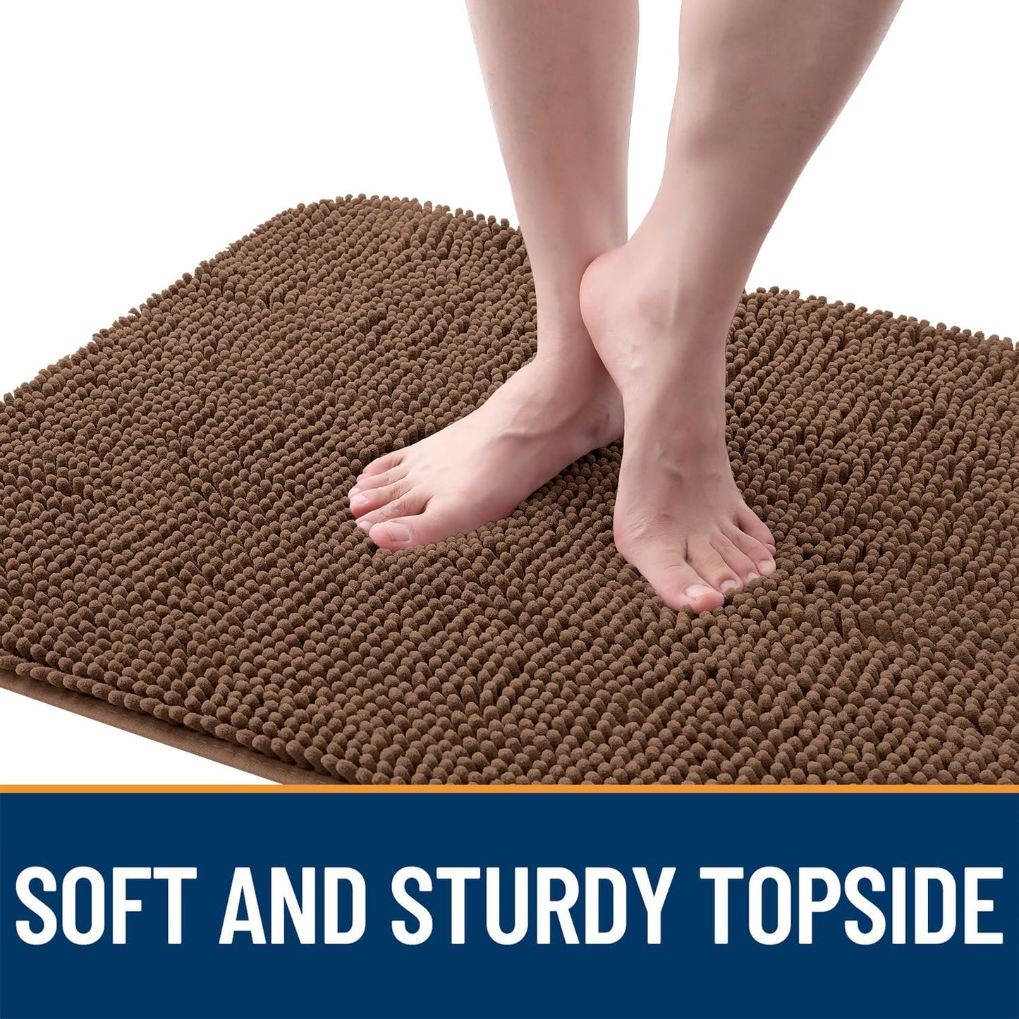 OLANLY Dog Door Mat - Absorbent Non-Slip Chenille Mat for Muddy Paws | 54x32 Mocha Indoor Carpet