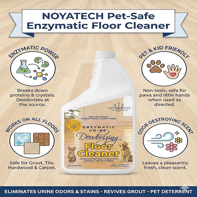 Pet Floor Cleaner â Enzyme-Powered Degreaser for Urine, Odor & Grime | Safe for Tile, Vinyl, Grout & Hardwood | Residue-Free & Pet Safe