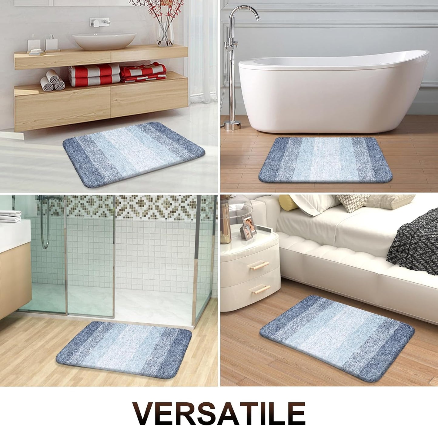 OLANLY Large Bathroom Rugs - Extra Soft Microfiber Bath Mat | Quick Dry, Machine Washable, 45x27, Blue