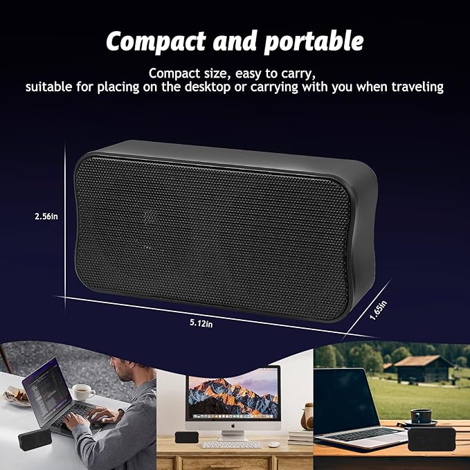 DEPUDA USB Computer Speakers for Desktop PC, Laptop Speaker, Portable Mini Stereo Speakers, Plug and Play, Clear Sound, Compact Size, Black