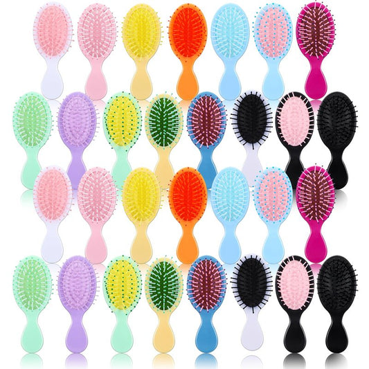 30 Pieces Mini Hair Brush Set, Soft Bristles Detangling Brush for Wet & Dry Hair, Travel Detangler for Most Hair Types, Multicolor