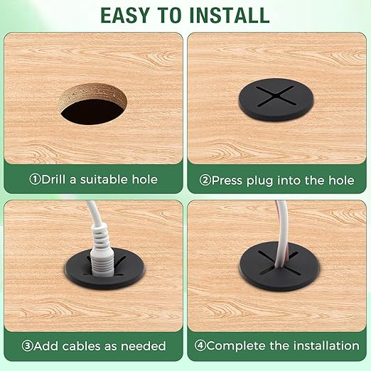 EASYEAH 20Pcs Desk Grommet, 3/4" (20mm) White Silicone Cord Hole Cover, Flexible Rubber Wire Grommets, Wall Grommets for Cables Management, Table, Countertop, Cabinets and Furnitures Wire Organizer