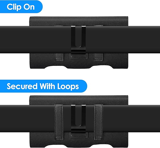 Mopaclle Nylon Phone Holster with Heavy Duty Metal Belt Clip and Card Holder, Compatible with iPhone 17/16/15/14/13/12 Pro and Samsung Galaxy S26/S25/S24/S23/S22/S21/S20 - Black