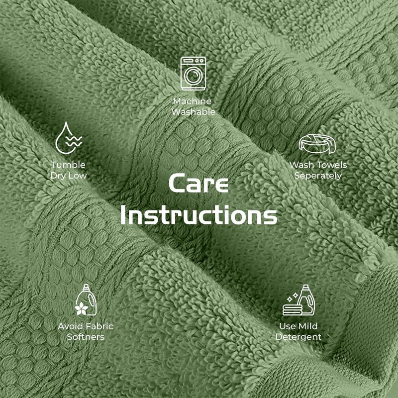 Riverside 12-Pack Cotton Sage Green Face Towels | Soft & Absorbent 550 GSM Washcloths for Bathroom, Spa & Gym