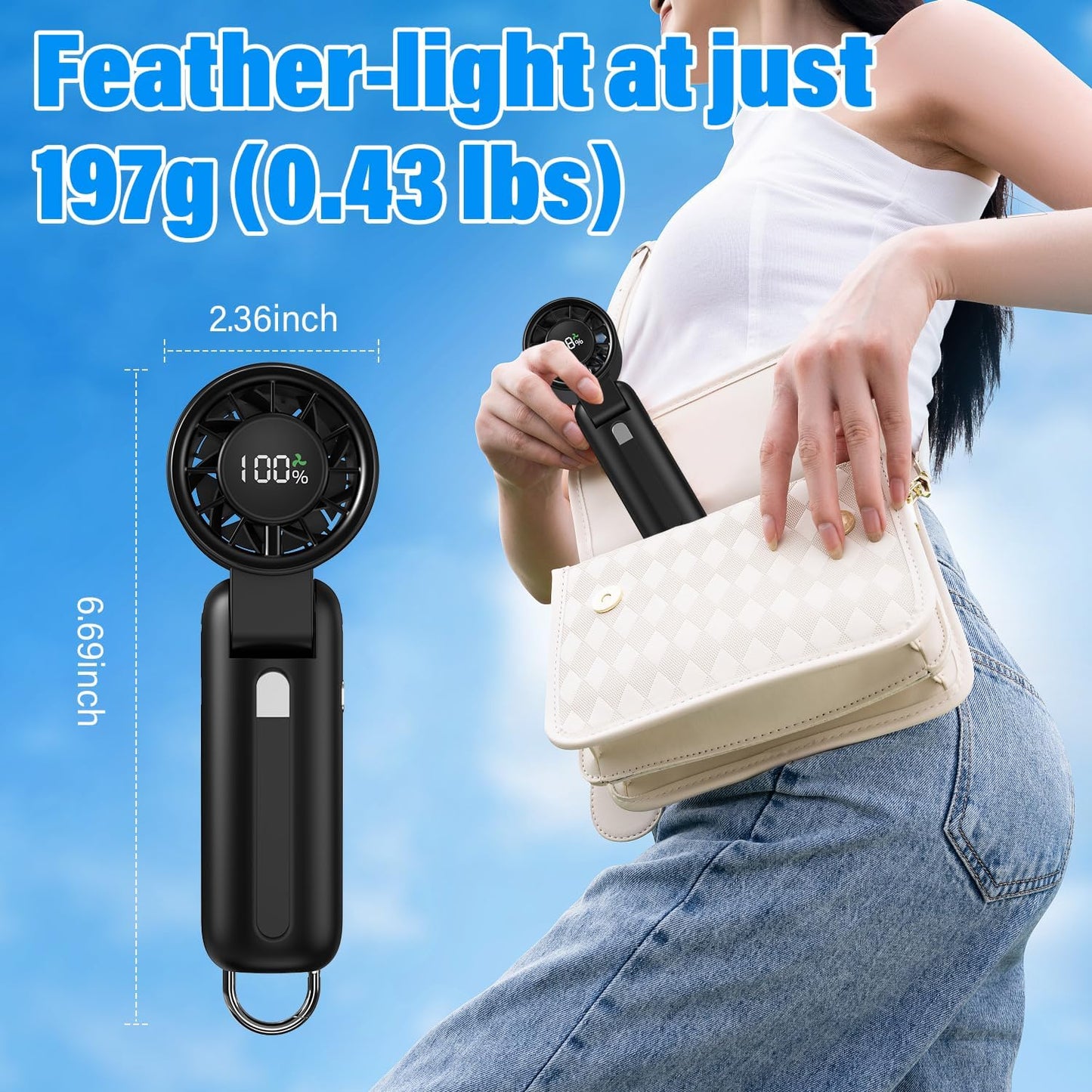 Turbo Fan 4 in 1 by [Brand Name] - High-Speed 10000RPM Handheld Fan | 180° Foldable Design, 15H Use, 5000mAh Battery