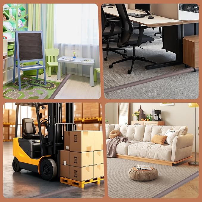 Floor Cord Cover for Wires on Floor Self Adhesive Cord Hider Floor Cable Management Wire Covers for Cords Protector Prevent Cable Trips Cord Cavity W 0.47" x H 0.27", Grayish Brown Wood, 10Ft