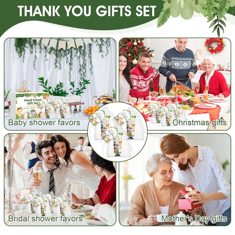 50 Pack Baby Shower Bulk Hand Cream Gifts Sets, Baby Shower Favors and Bridal Shower Favors for Guests with Thank You Card and Organza Gift Bags, Birthday Gifts, Appreciation Gifts for Guests (Animal)